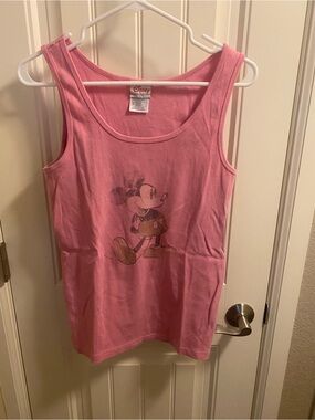 Vintage Mickey Mouse Tank Top XL Pink Disney Shopping 100 Cotton Distressed